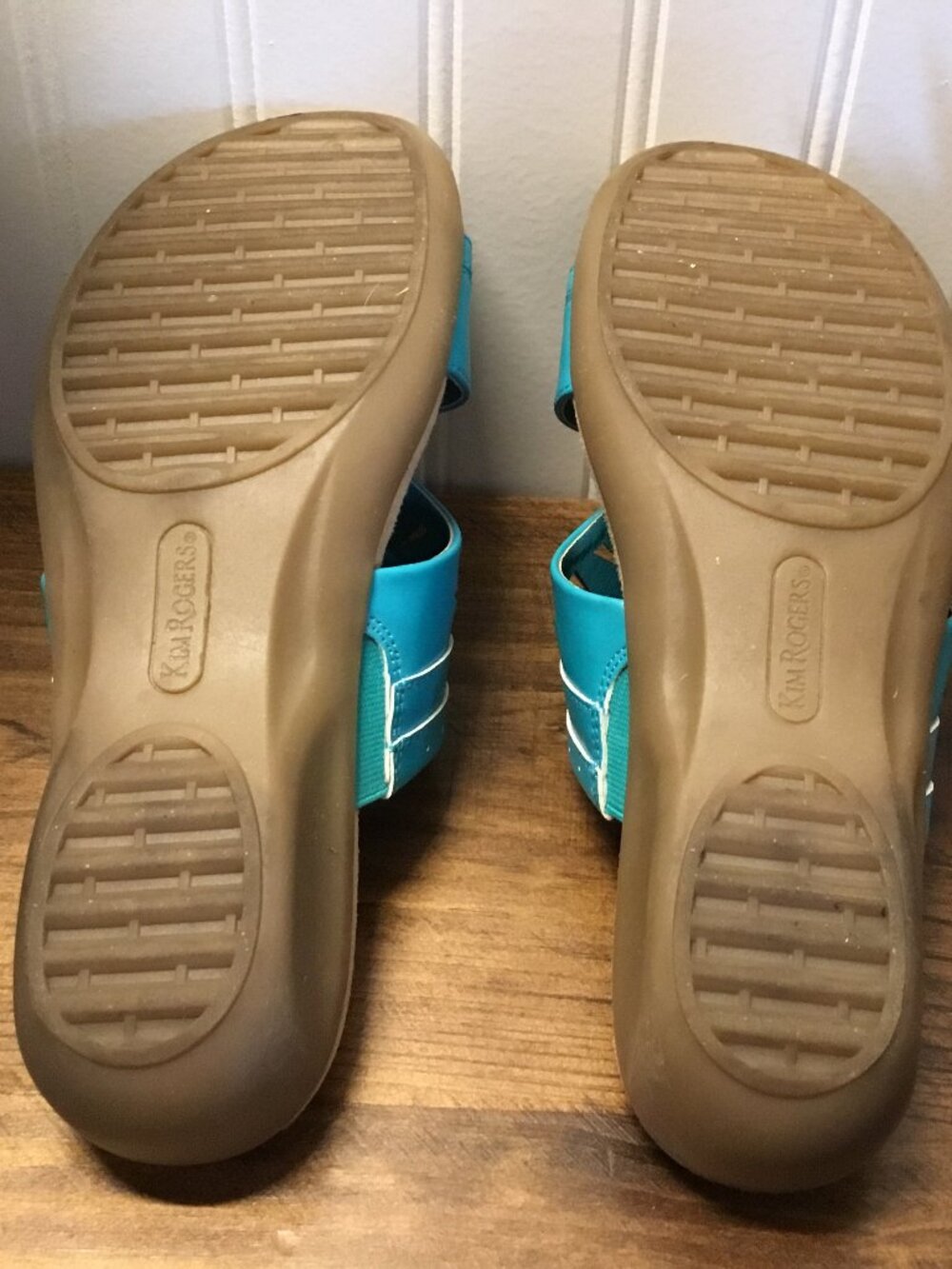 Kim Rogers - Turquoise Comfort Sandals - Ultra Comfort Wedge Slides - Size 8.5 M - Picture 8 of 9